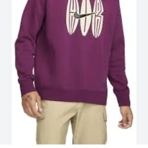 Nike Purple Crewneck Sweater with Ribbed Cuffs
